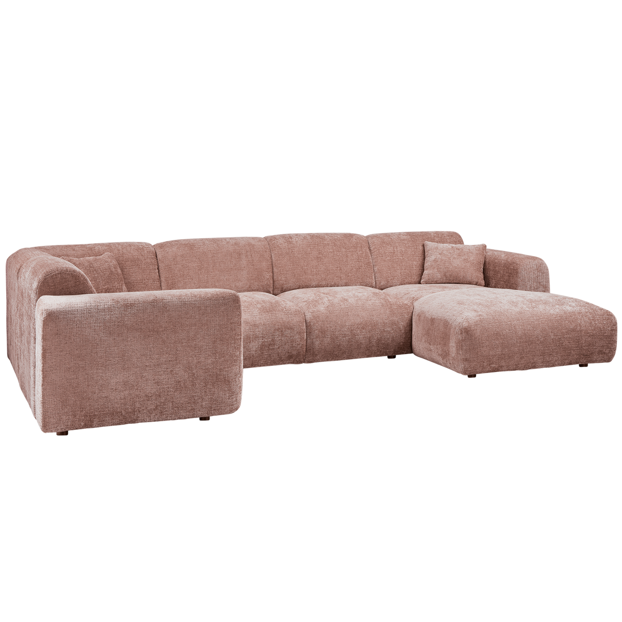 Cloud Hoekbank Links Geweven Chenille Taupe/Roze