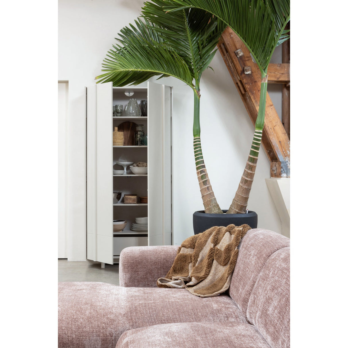 Cloud Hoekbank Rechts Geweven Chenille Taupe/Roze