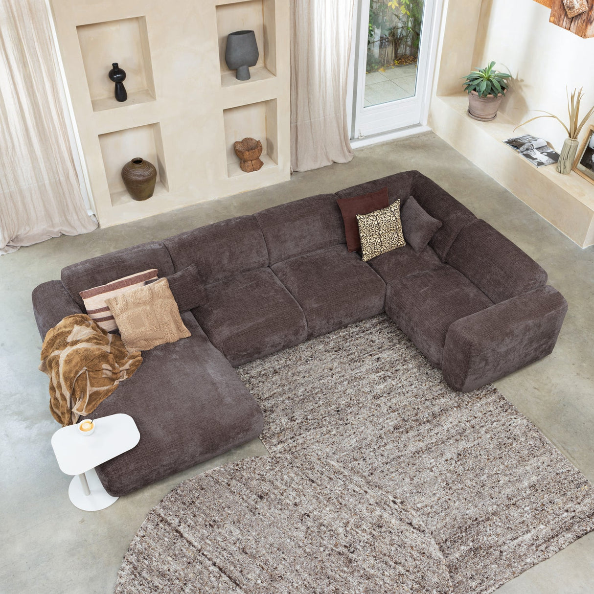 Cloud Hoekbank Rechts Geweven Chenille Warm Bruin
