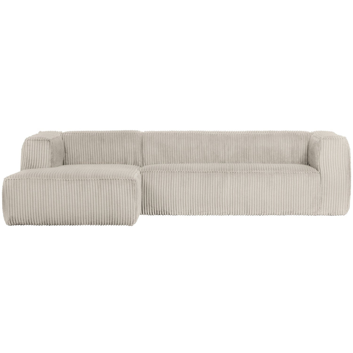 Bean Hoekbank Links Grove Ribstof Naturel van WOOOD – Luxe comfort op maat van PureWonen. Vraag naar de beste prijs.