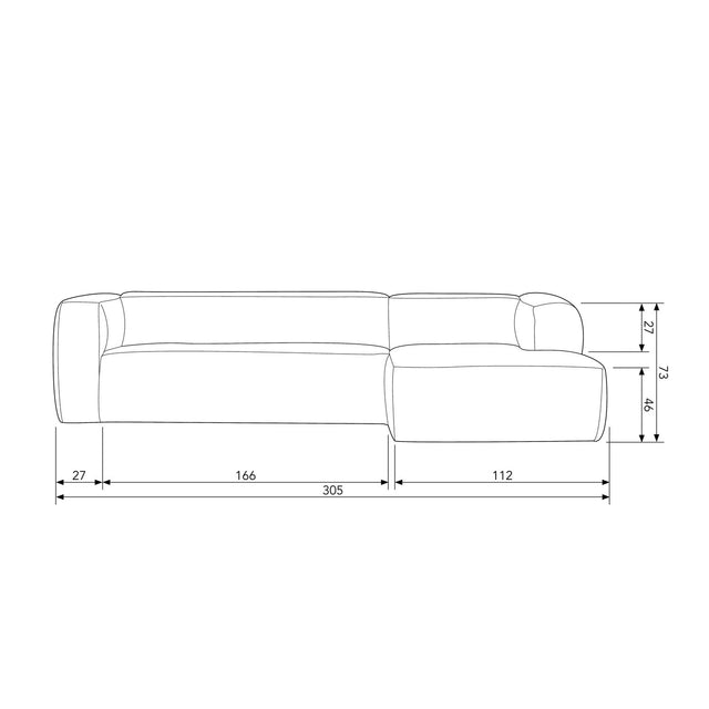 Bean Hoekbank Rechts Army van WOOOD – Luxe comfort op maat van PureWonen. Vraag naar de beste prijs.