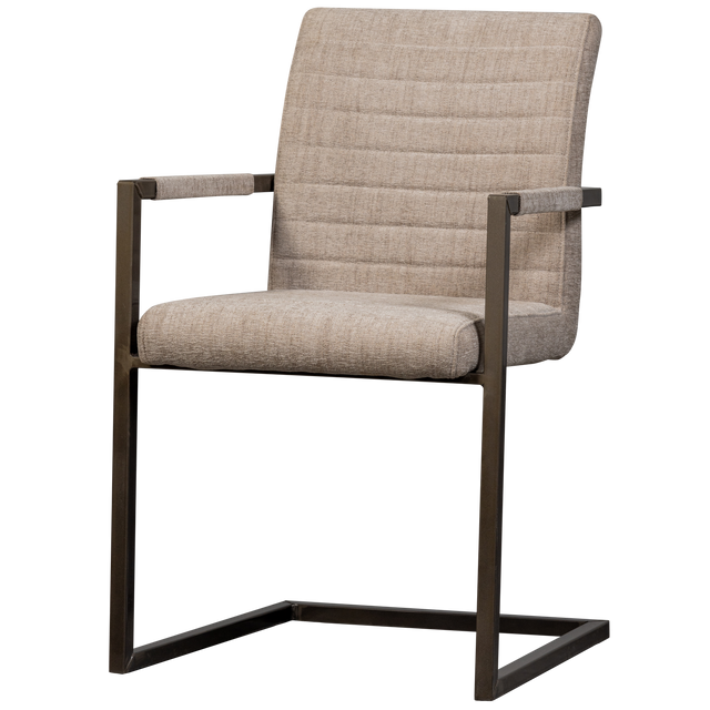 Bas Eetkamerstoel Geweven Stof Zand Melange van WOOOD – Luxe comfort op maat van PureWonen. Vraag naar de beste prijs.