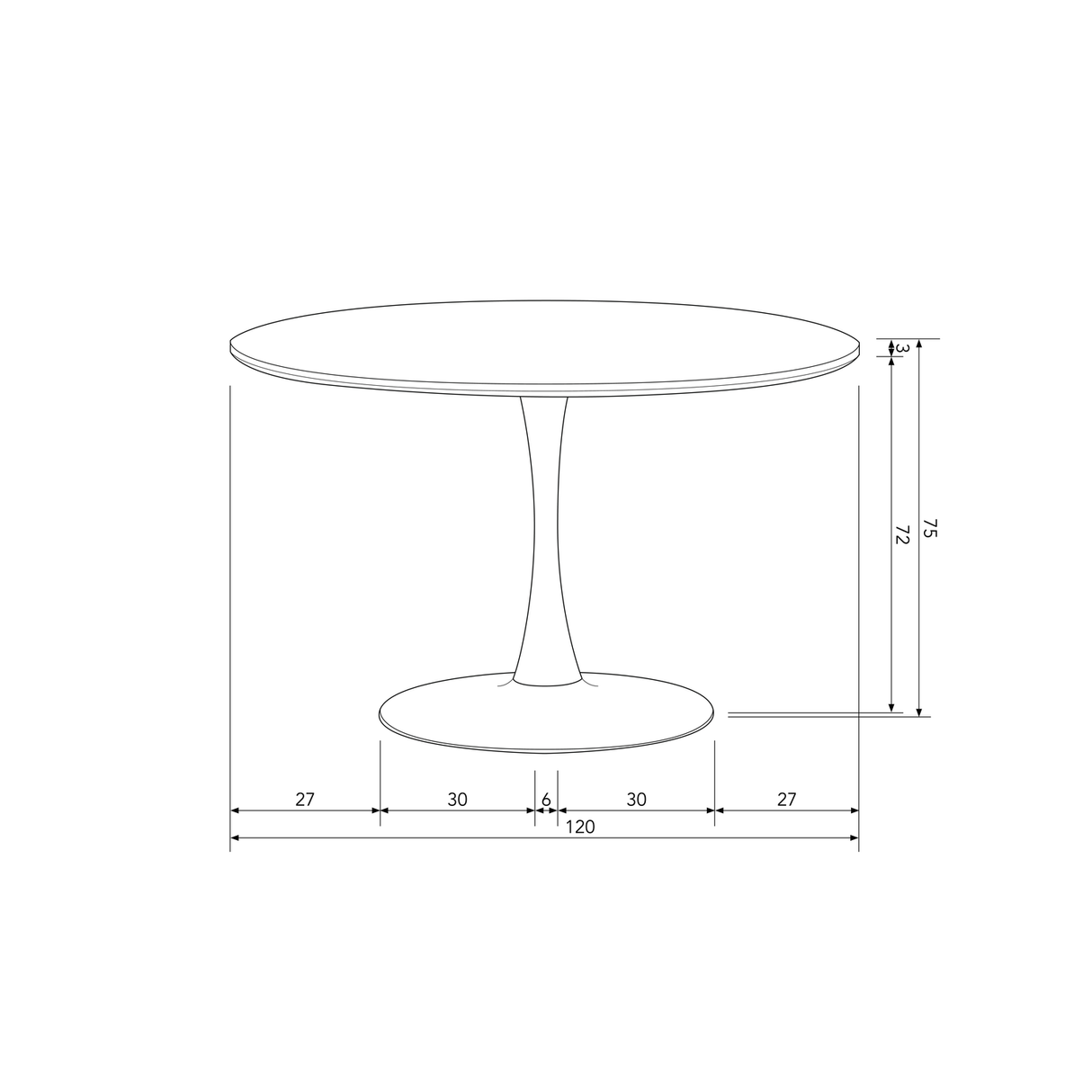 Sammy Eettafel Trompetvoet Rond Mdf Zwart O120 Cm van WOOOD – Luxe comfort op maat van PureWonen. Vraag naar de beste prijs.