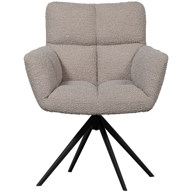 Vinny Draaistoel Met Armleuning Boucle Zand van WOOOD – Luxe comfort op maat van PureWonen. Vraag naar de beste prijs.
