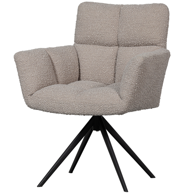 Vinny Draaistoel Met Armleuning Boucle Zand van WOOOD – Luxe comfort op maat van PureWonen. Vraag naar de beste prijs.