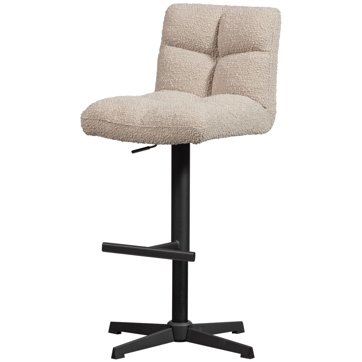 Vinny Draaibare Barstoel Boucle Zand van WOOOD – Luxe comfort op maat van PureWonen. Vraag naar de beste prijs.