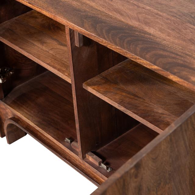 Staes Dressoir 4 Deurs Mango Hout Walnoot van WOOOD – Luxe comfort op maat van PureWonen. Vraag naar de beste prijs.