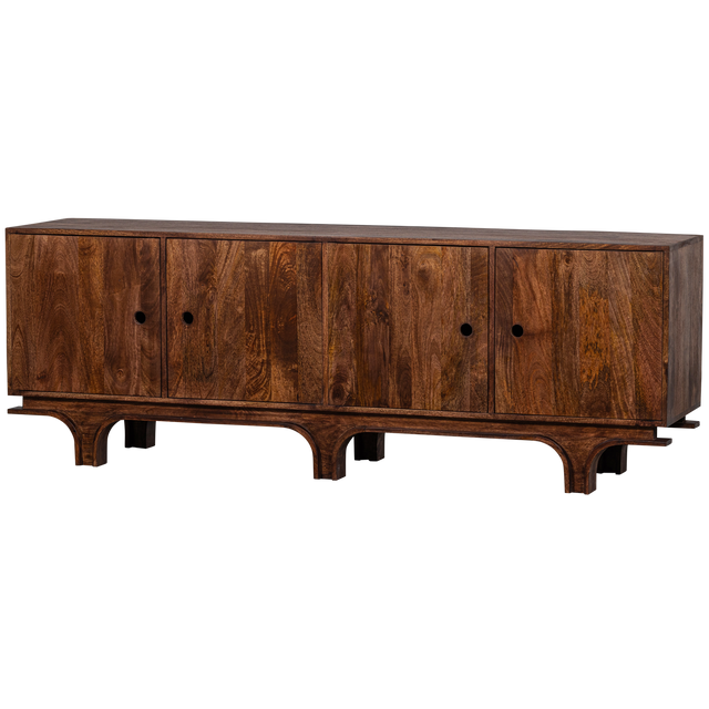 Staes Dressoir 4 Deurs Mango Hout Walnoot van WOOOD – Luxe comfort op maat van PureWonen. Vraag naar de beste prijs.