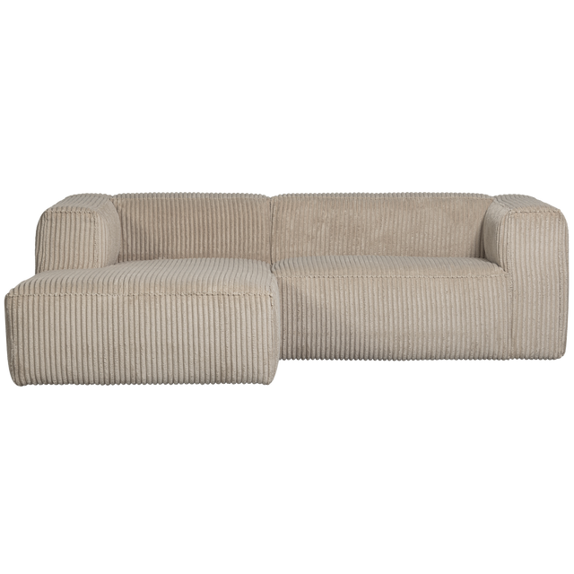 Bean Chaise Longue Links Grove Ribstof Travertin van WOOOD – Luxe comfort op maat van PureWonen. Vraag naar de beste prijs.