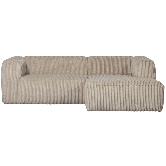 Bean Chaise Longue Rechts Grove Ribstof Travertin van WOOOD – Luxe comfort op maat van PureWonen. Vraag naar de beste prijs.