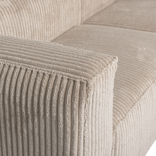 Bean Chaise Longue Rechts Grove Ribstof Travertin van WOOOD – Luxe comfort op maat van PureWonen. Vraag naar de beste prijs.