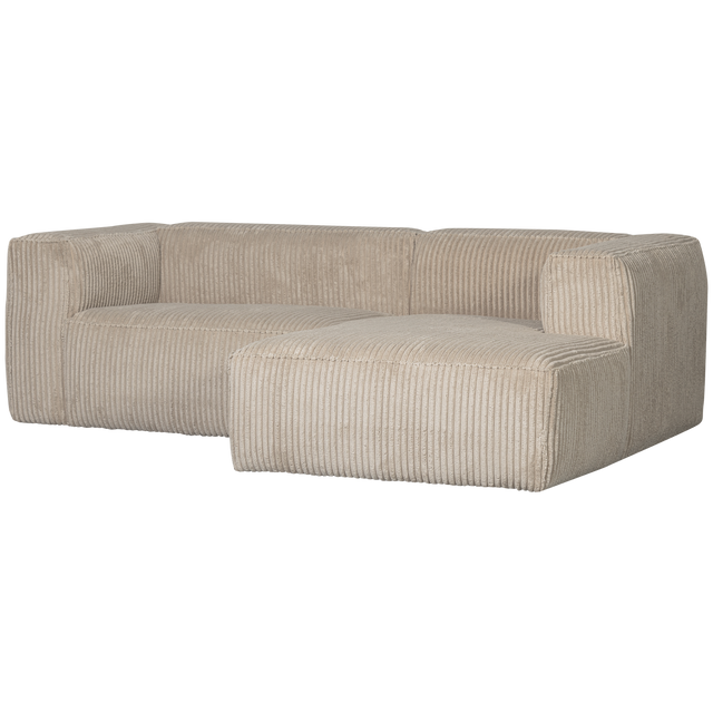Bean Chaise Longue Rechts Grove Ribstof Travertin van WOOOD – Luxe comfort op maat van PureWonen. Vraag naar de beste prijs.