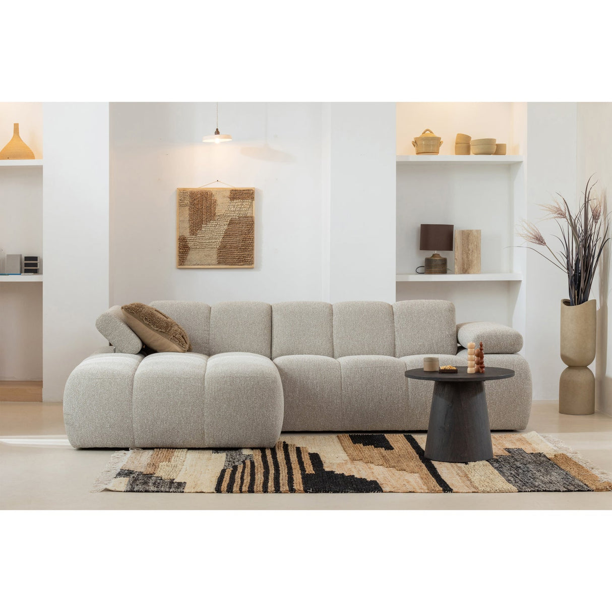 Mojo Chaise Longue Bank Links Boucle Beige Melange