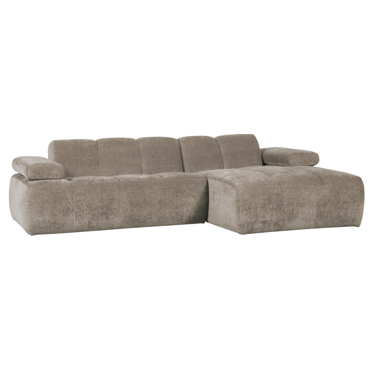 Mojo Chaise Longue Bank Rechts Ribstof Donkerzand