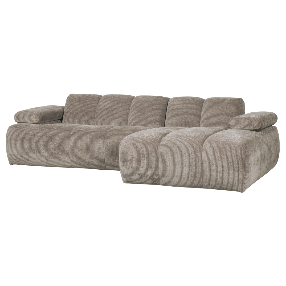 Mojo Chaise Longue Bank Rechts Ribstof Donkerzand