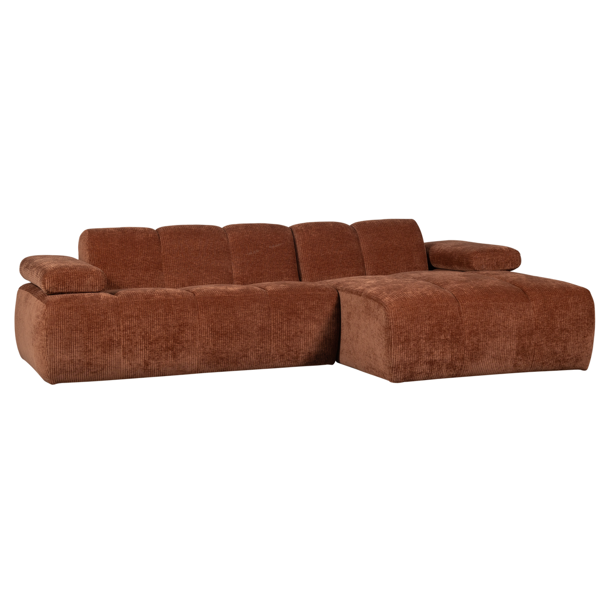 Mojo Chaise Longue Bank Rechts Ribstof Roestbruin
