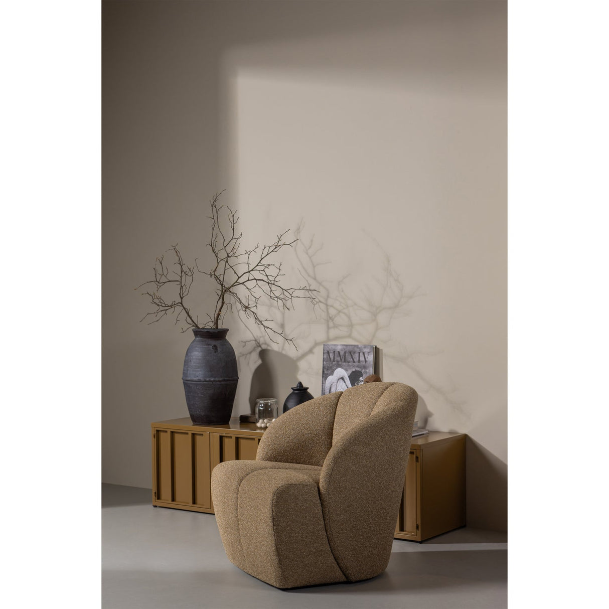 Mojo Draaifauteuil Boucle Geel/Bruin Melange