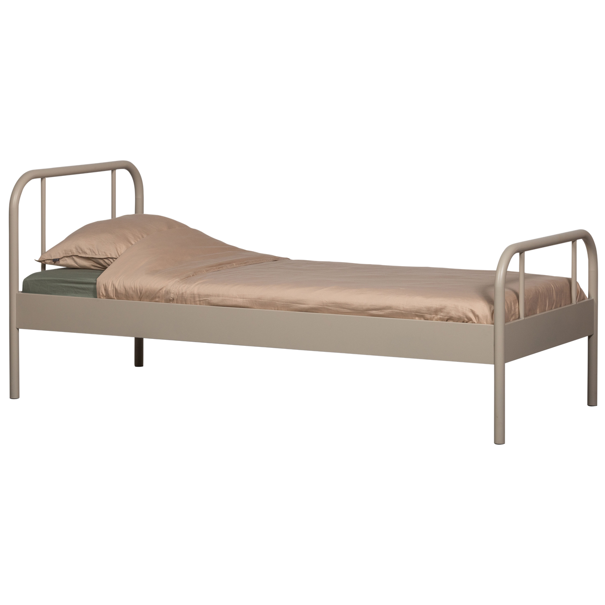 Mata 1 Persoons Bed Metaal Zand 90 X200 Cm