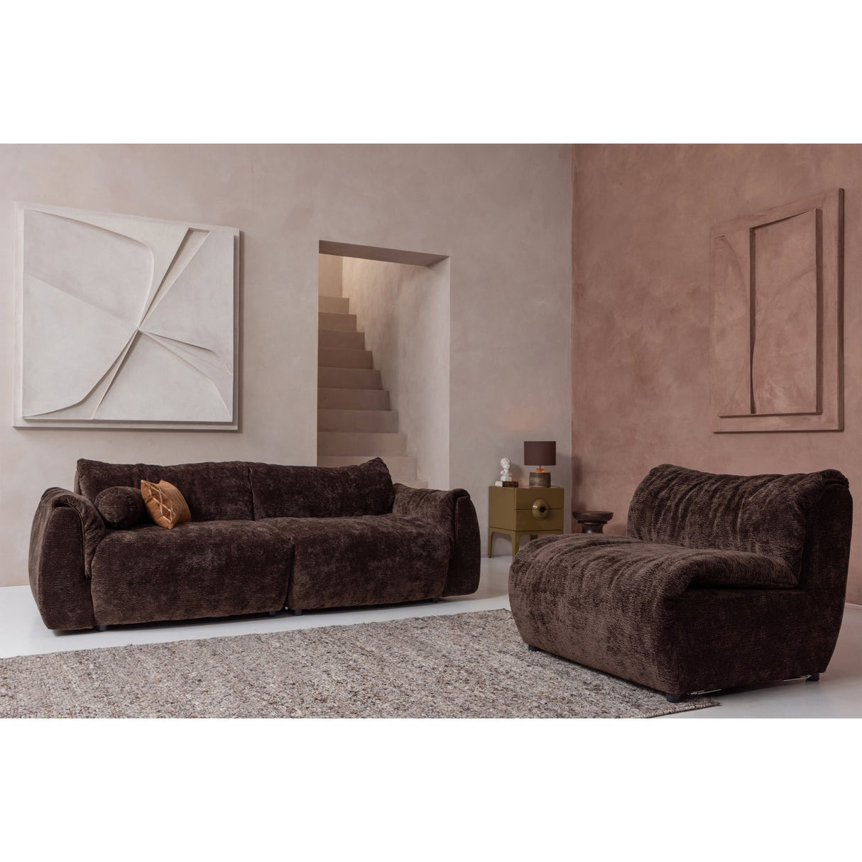 Baggy 2 Zits Bank 3 D Chenille Donkerbruin