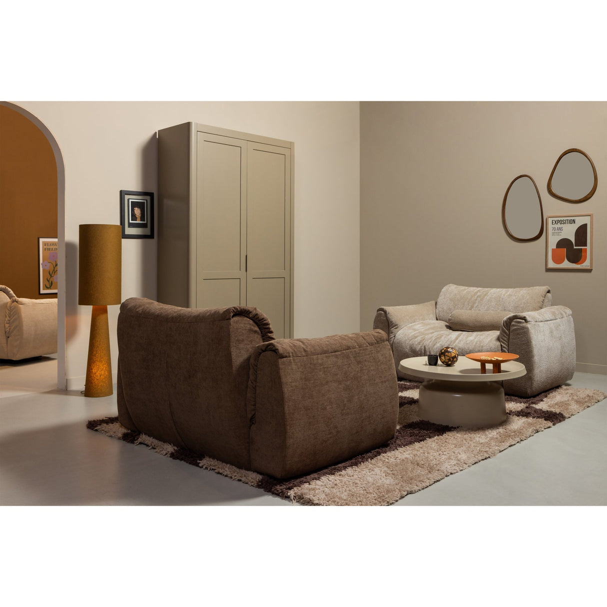 Baggy Loveseat Geweven Chenille Bruin