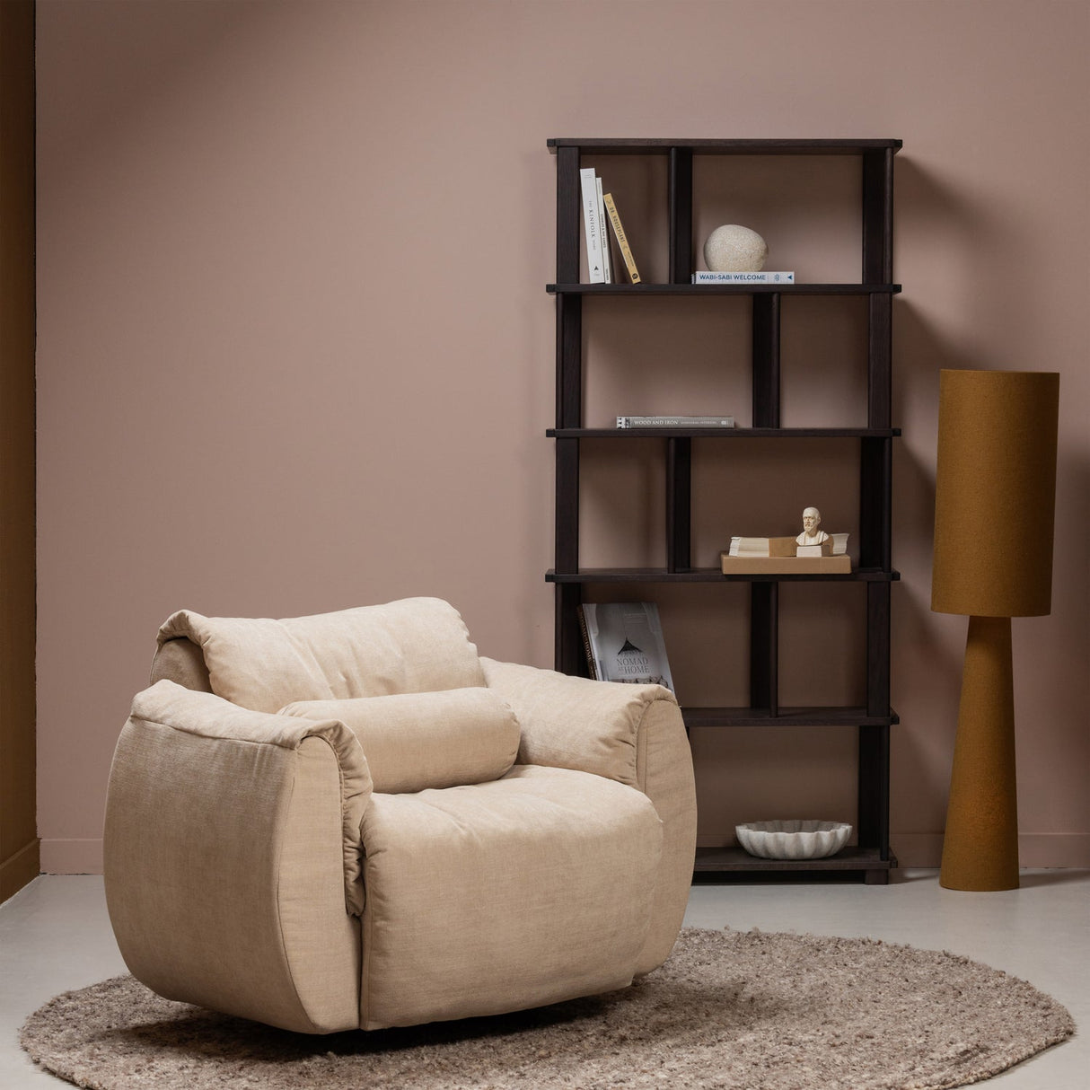 Baggy Draaifauteuil Geweven Chenille Zand