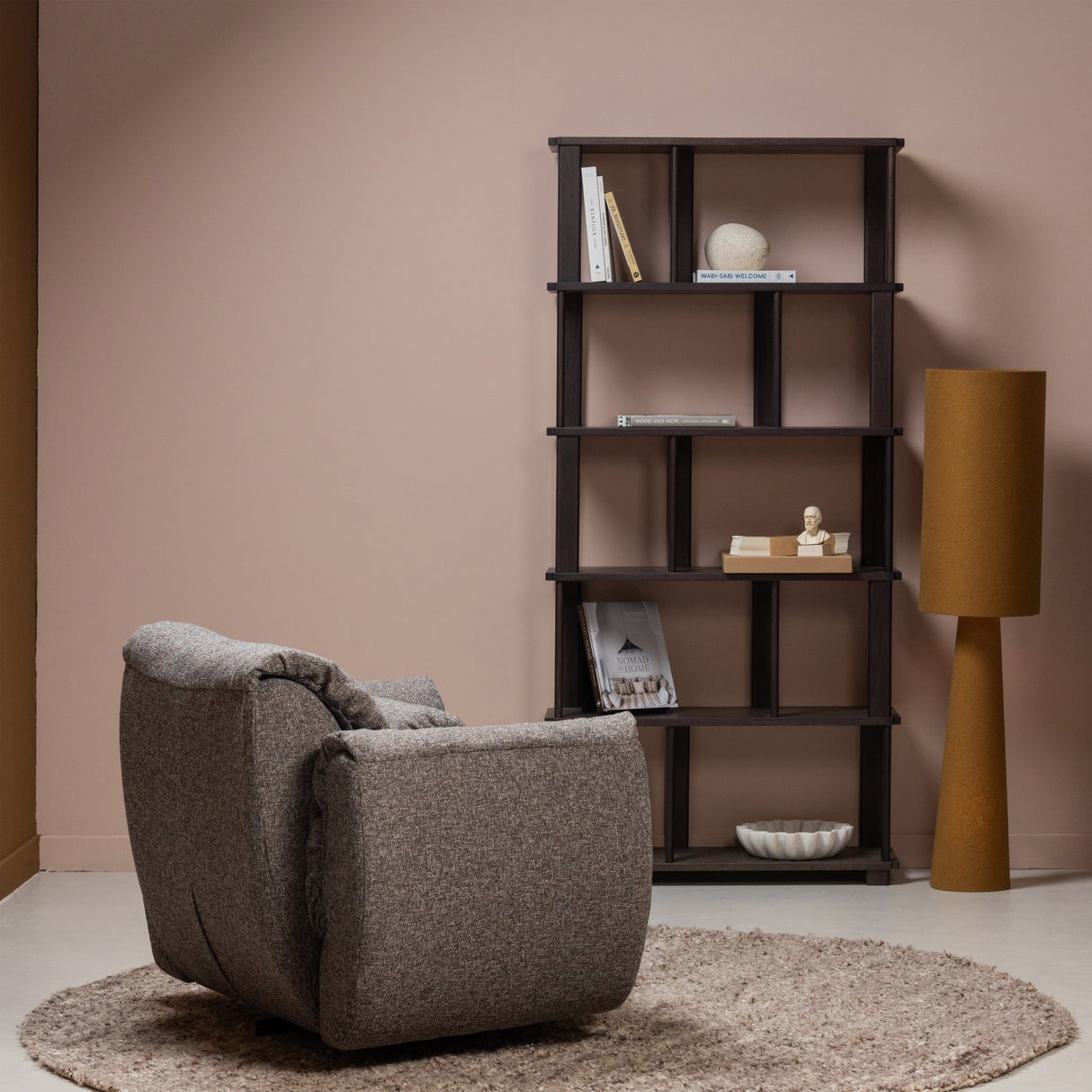 Baggy Draaifauteuil Geweven Stof Warmgrijs Melange