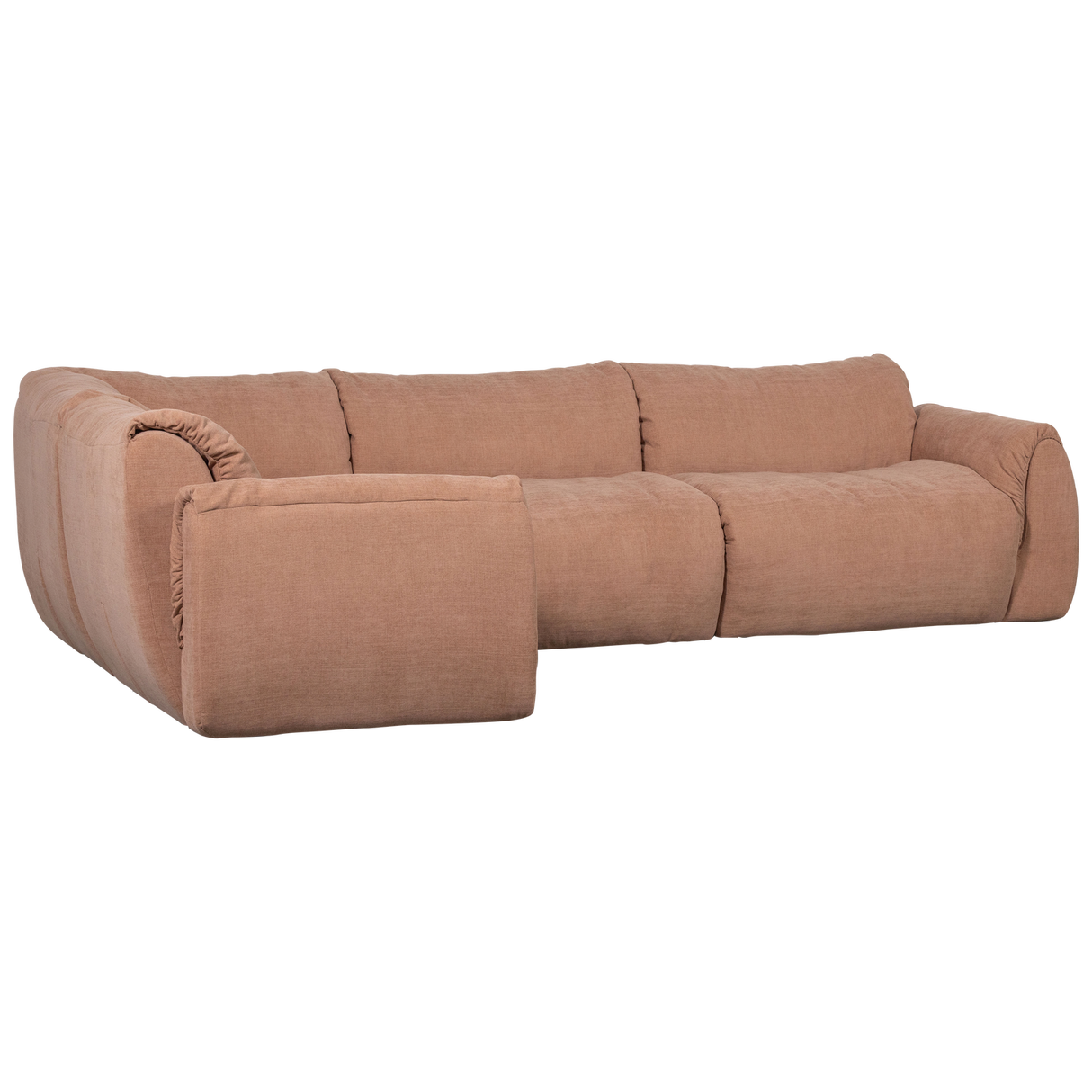 Baggy Hoekbank Links Geweven Chenille Oud Roze