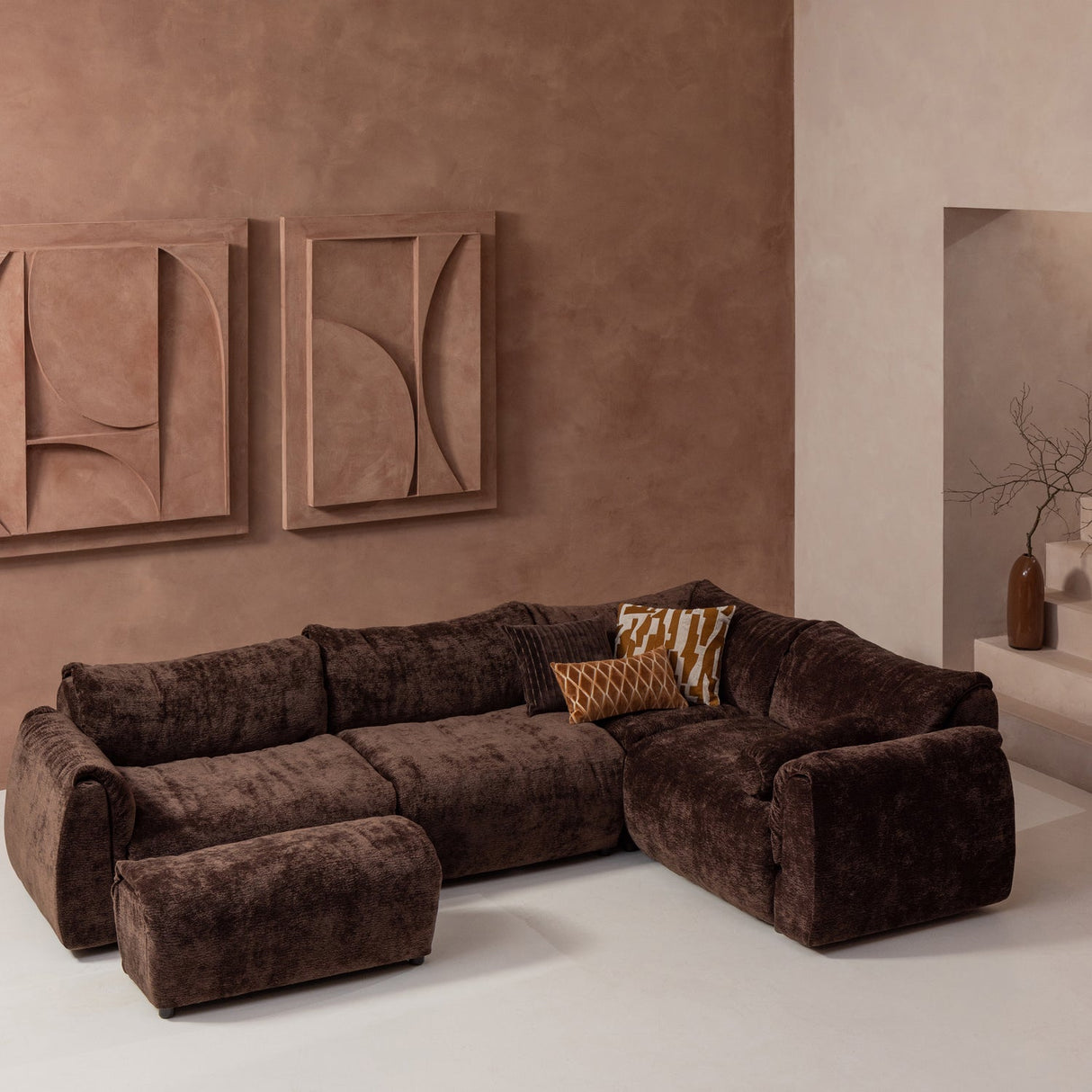 Baggy Hoekbank Rechts 3 D Chenille Donkerbruin