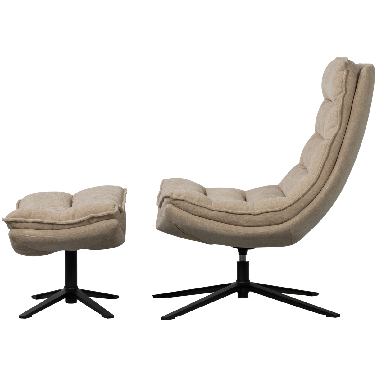 Kube Draaifauteuil Met Hocker Naturel