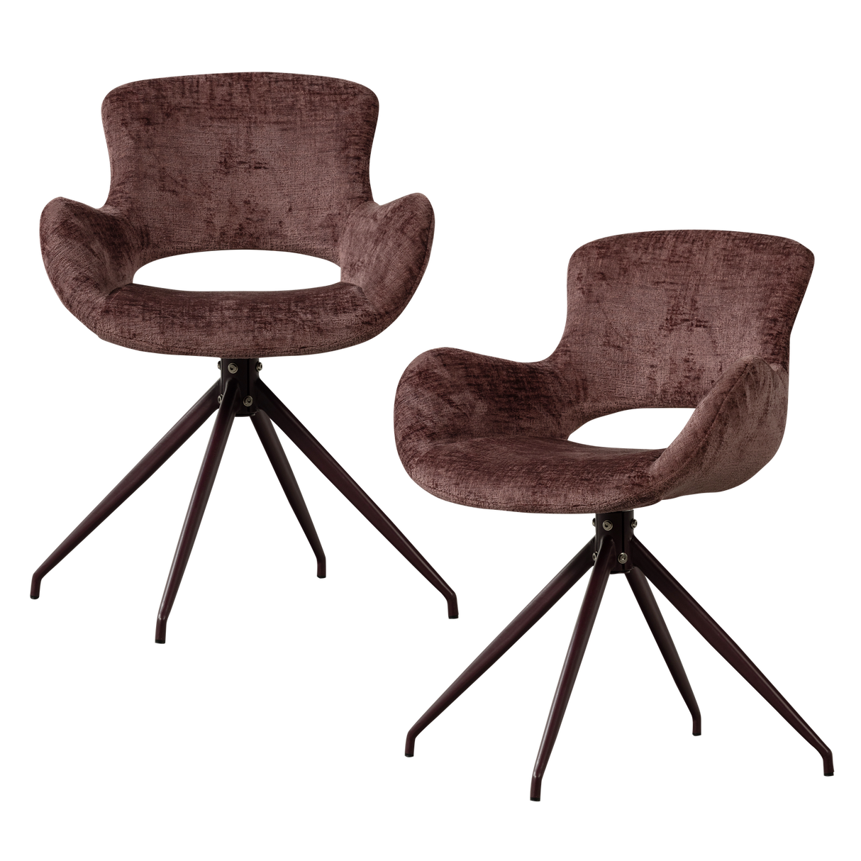 Eliva Eetkamerstoel Structure Velvet Paars Set Van 2