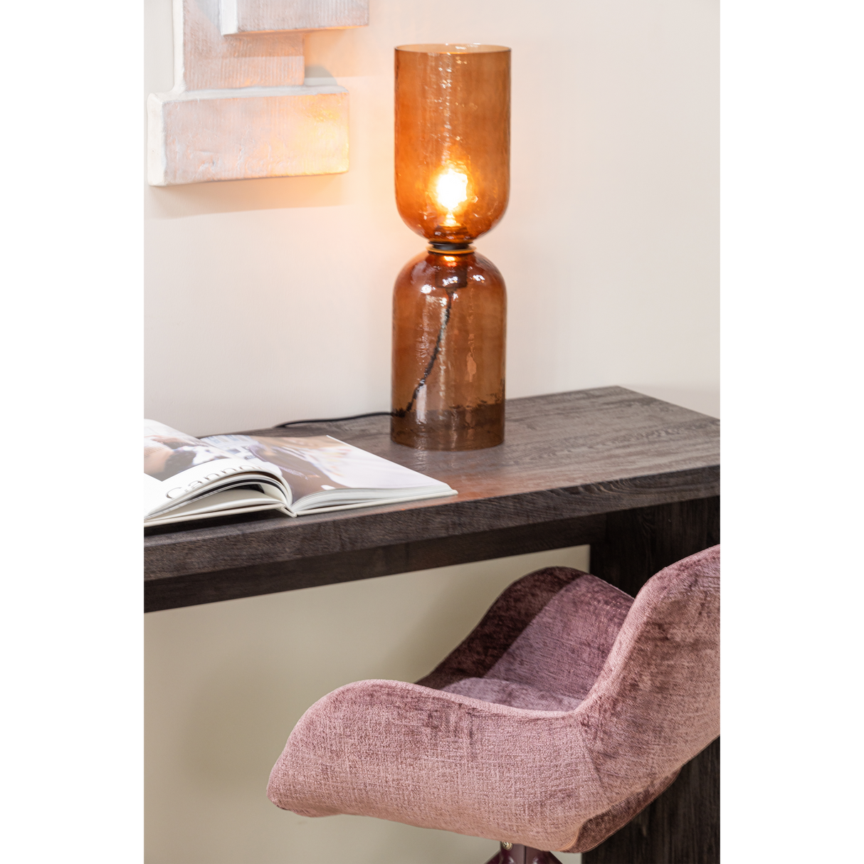 Eliva Eetkamerstoel Structure Velvet Paars Set Van 2