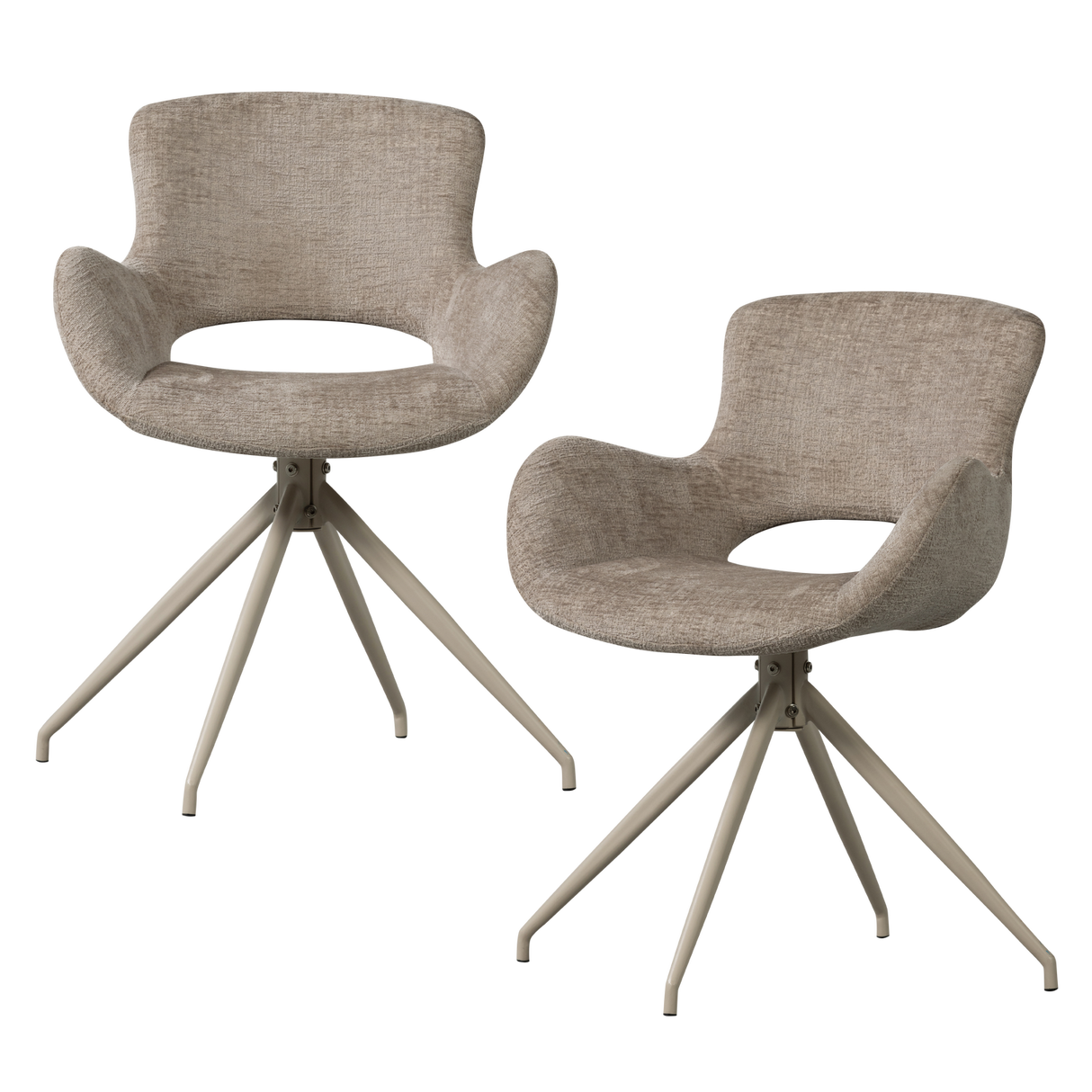 Eliva Eetkamerstoel Structure Velvet Zand Set Van 2