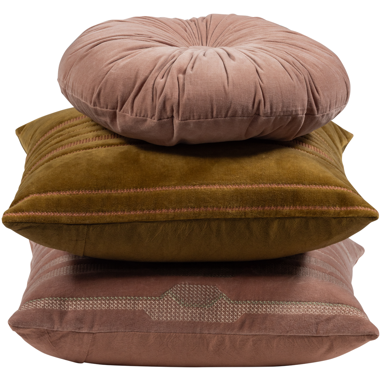 Feis Kussens Velvet Roze/Naturel Set Van 3