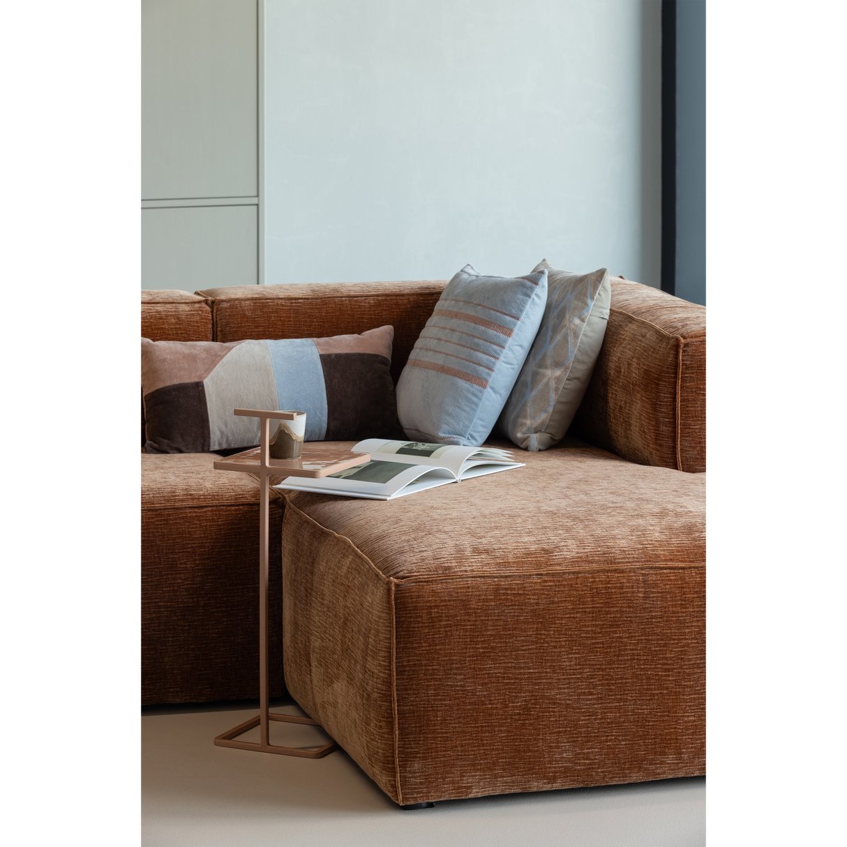Laon Kussens Velvet Naturel/Blauw Set Van 3