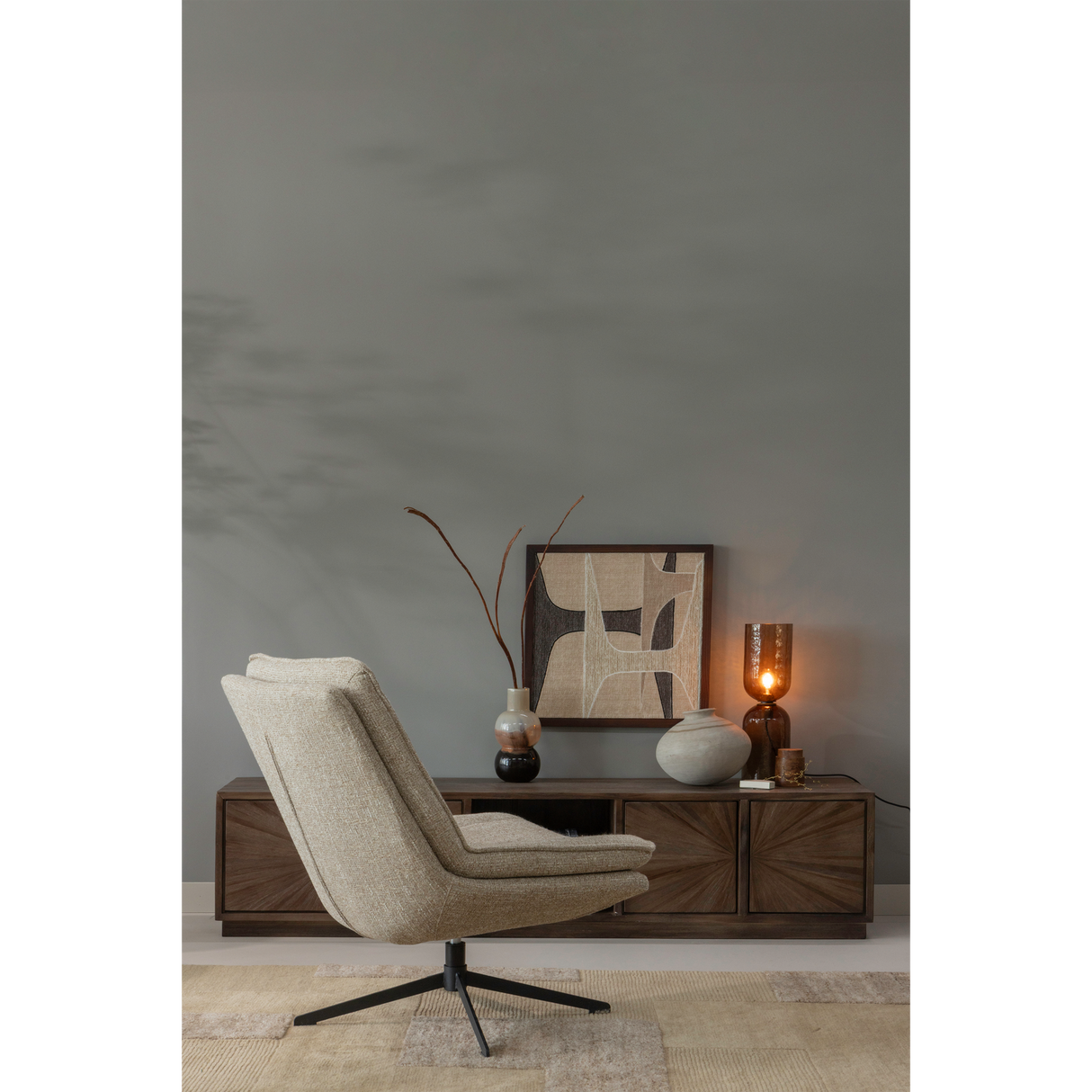 Milaro Draaifauteuil Naturel Melange