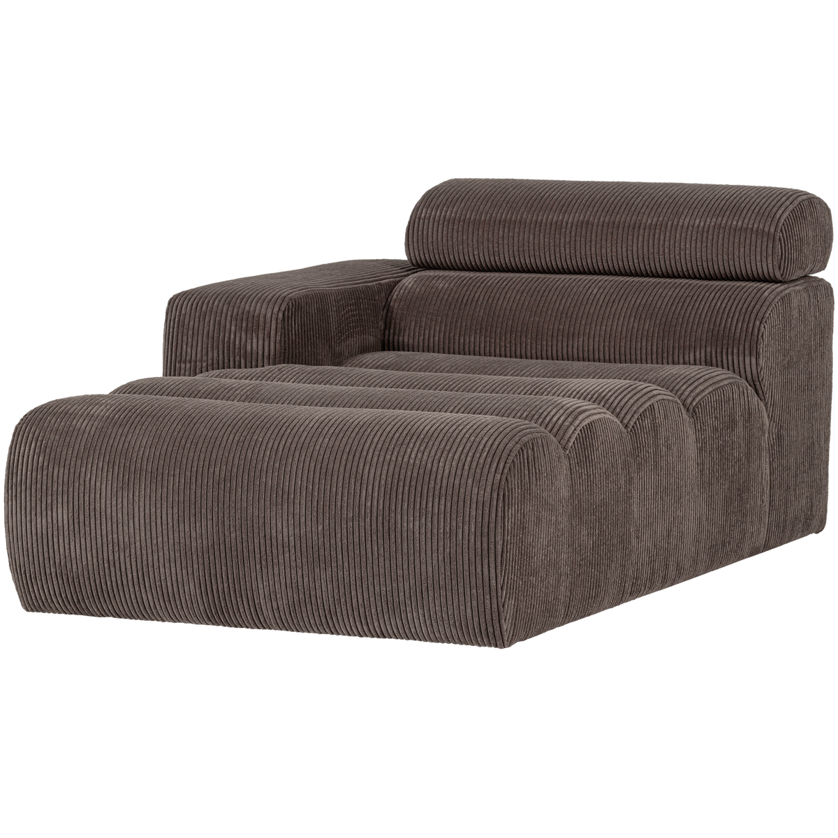 Novi Chaise Longue Element Arm Links Ribstof Grijsbruin