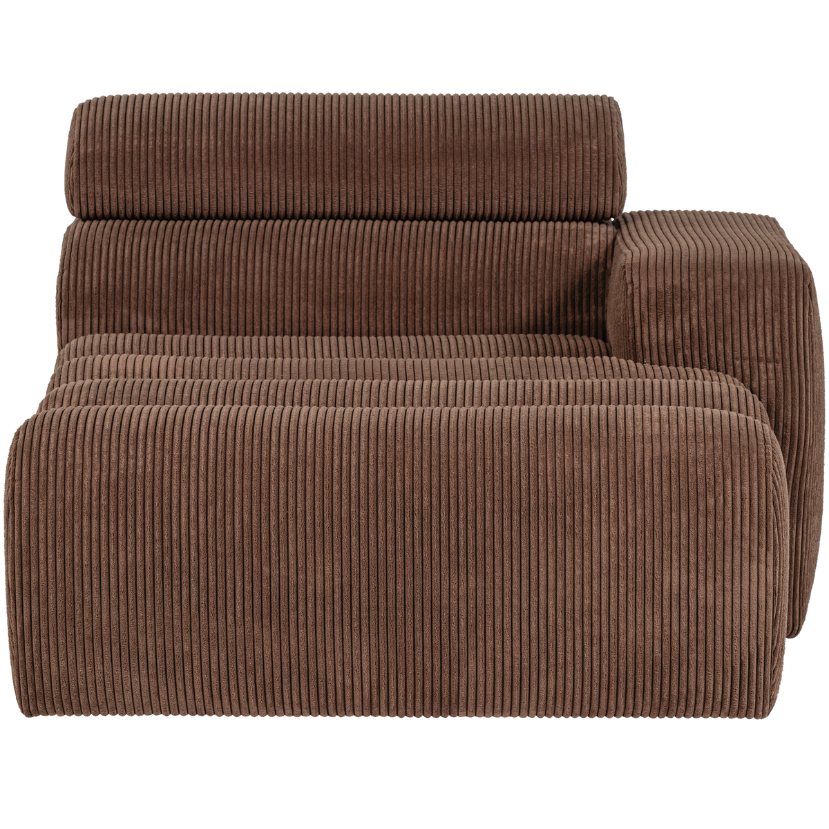 Novi Chaise Longue Element Arm Rechts Ribstof Mokkabruin