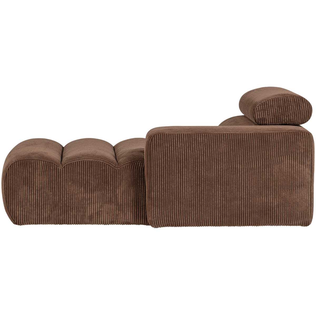 Novi Chaise Longue Element Arm Rechts Ribstof Mokkabruin