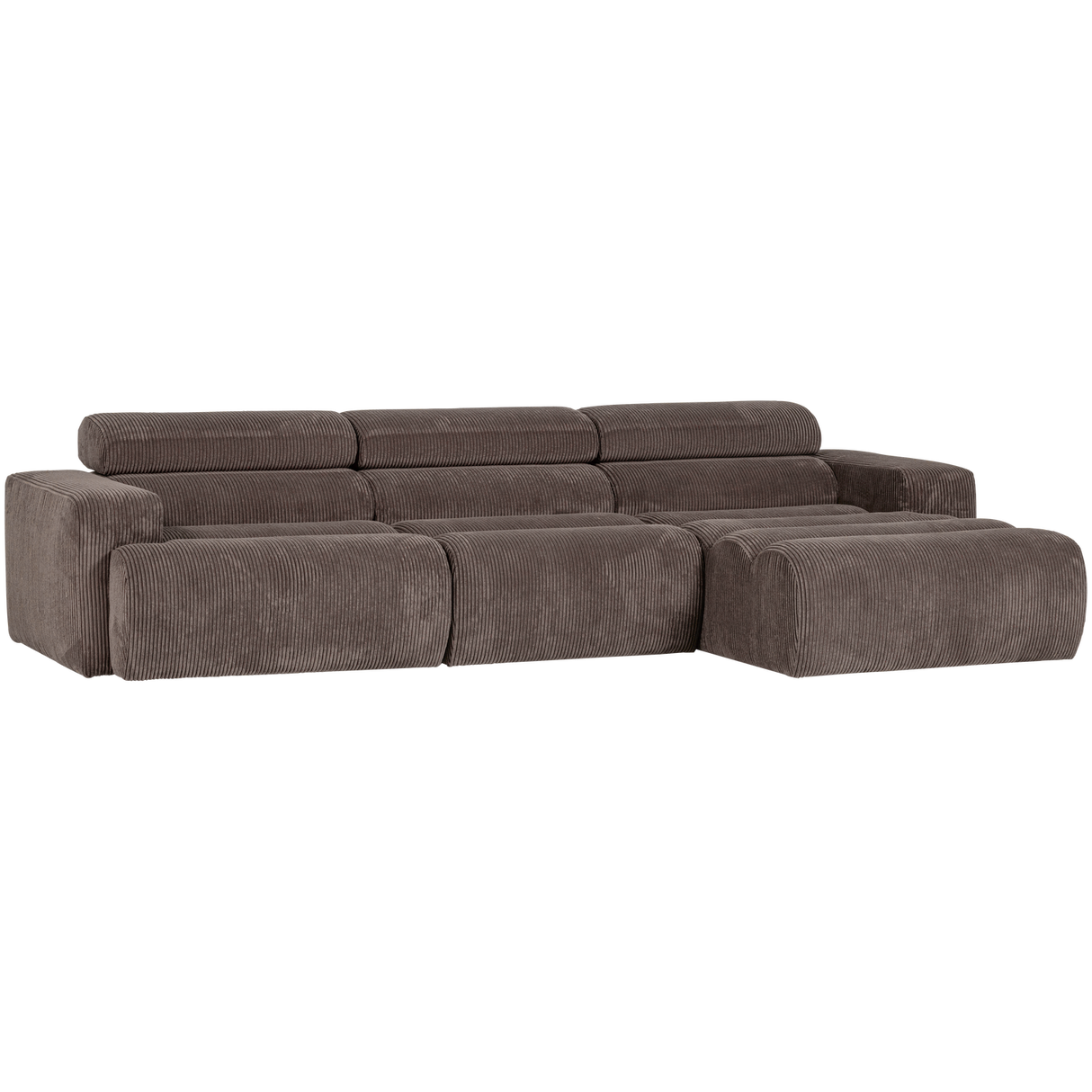 Novi Chaise Longue Bank Rechts Ribstof Grijsbruin