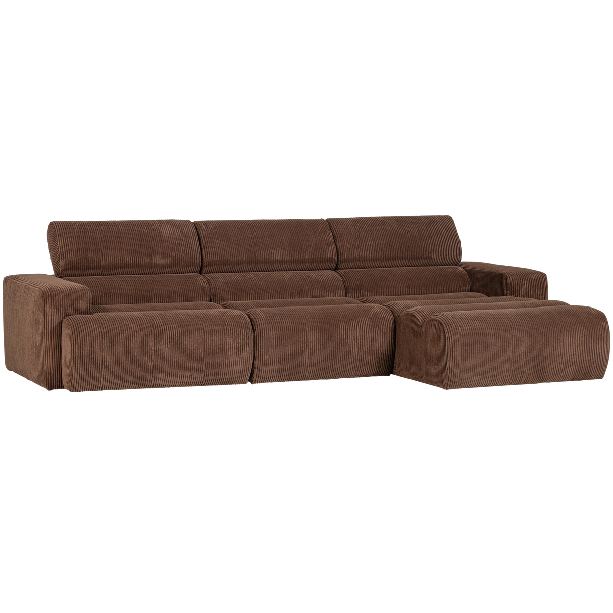 Novi Chaise Longue Bank Rechts Ribstof Mokkabruin