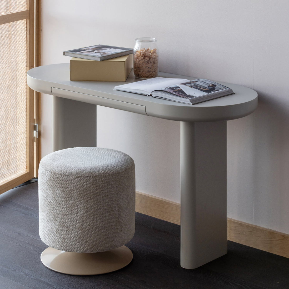 Islen Poef Met Draaivoet Boucle Beige