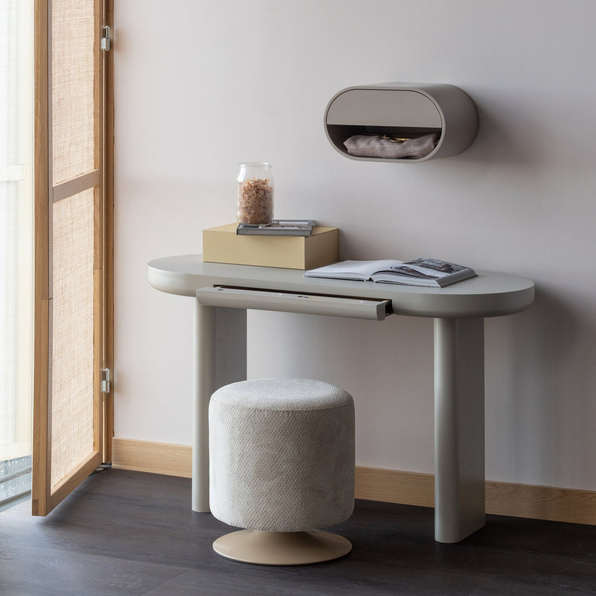 Islen Poef Met Draaivoet Boucle Beige