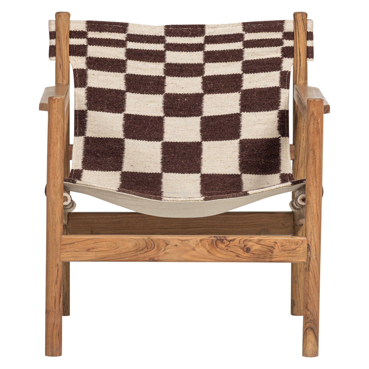 Zano Fauteuil Hout Bruin Met Kelim Zitting Naturel
