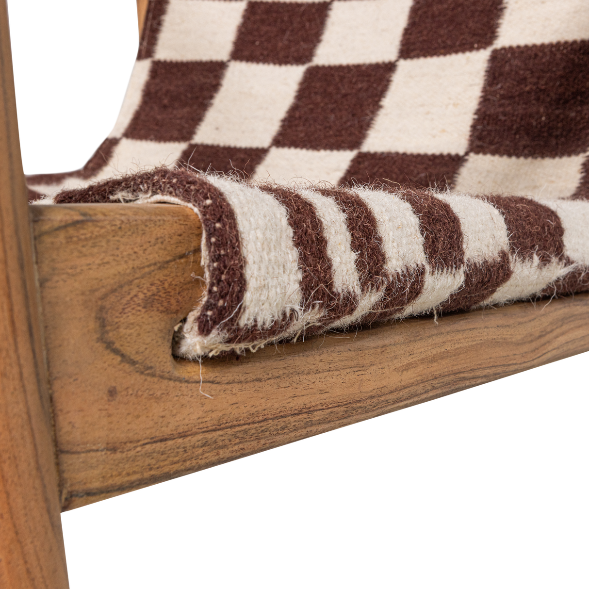 Zano Fauteuil Hout Bruin Met Kelim Zitting Naturel