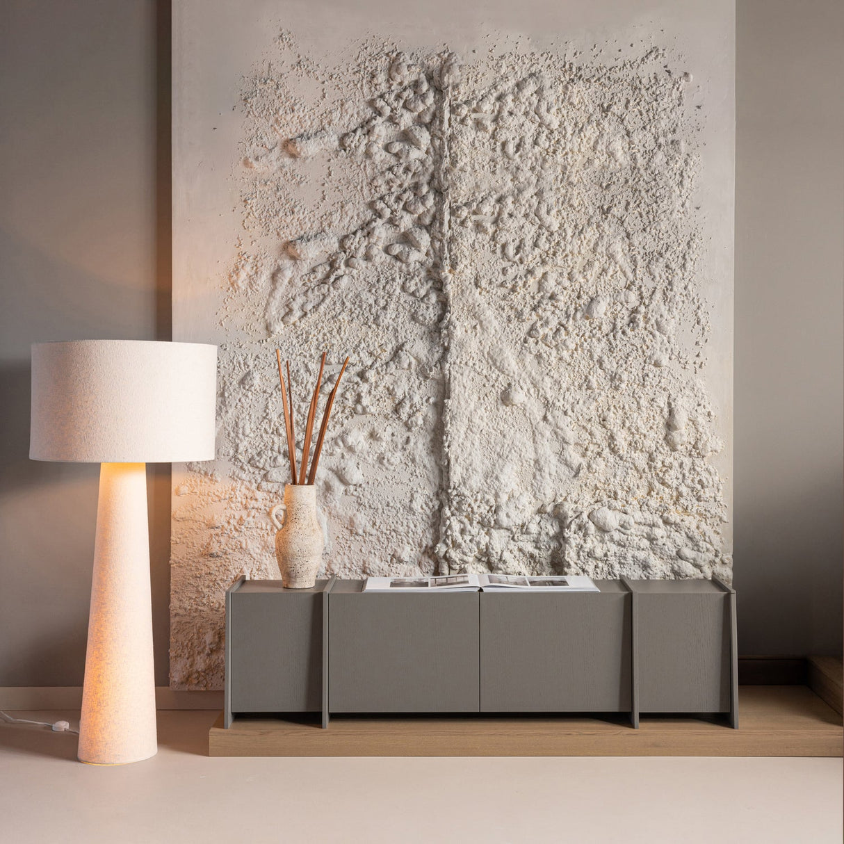 Loft Vloerlamp Xxl Metaal/Boucle Naturel 160 Xo70 Cm