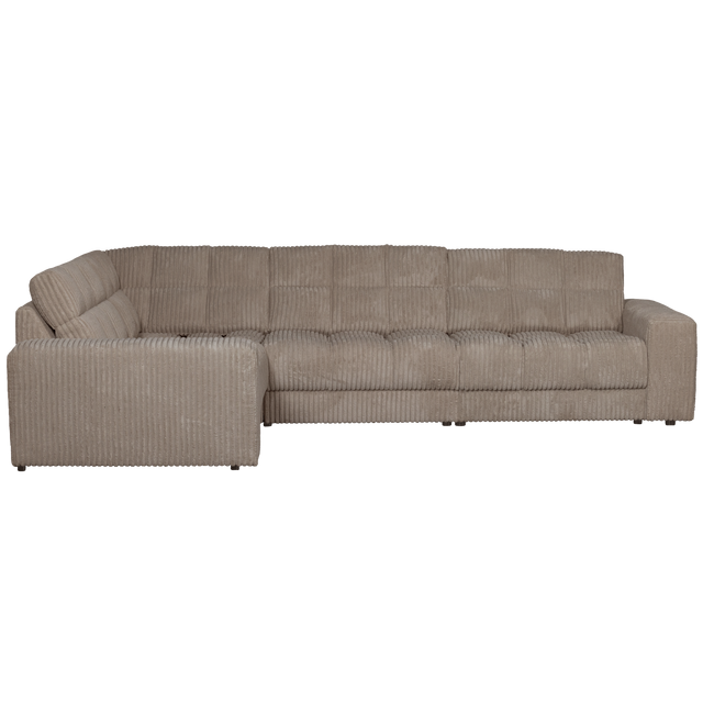 Second Date Hoekbank Links Grove Ribstof Mud van WOOOD – Luxe comfort op maat van PureWonen. Vraag naar de beste prijs.