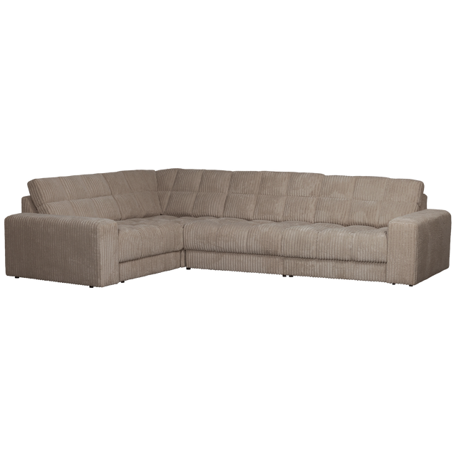 Second Date Hoekbank Links Grove Ribstof Mud van WOOOD – Luxe comfort op maat van PureWonen. Vraag naar de beste prijs.