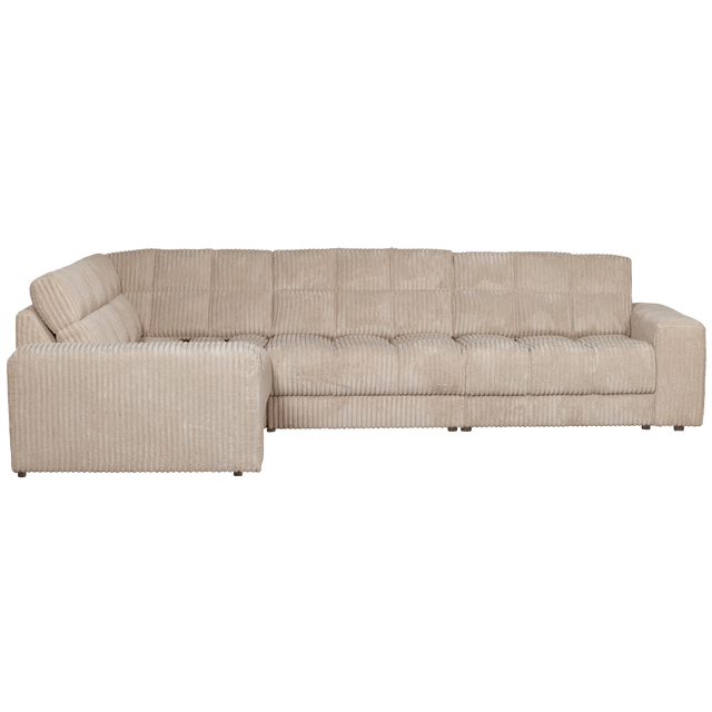 Second Date Hoekbank Links Grove Ribstof Travertin van WOOOD – Luxe comfort op maat van PureWonen. Vraag naar de beste prijs.