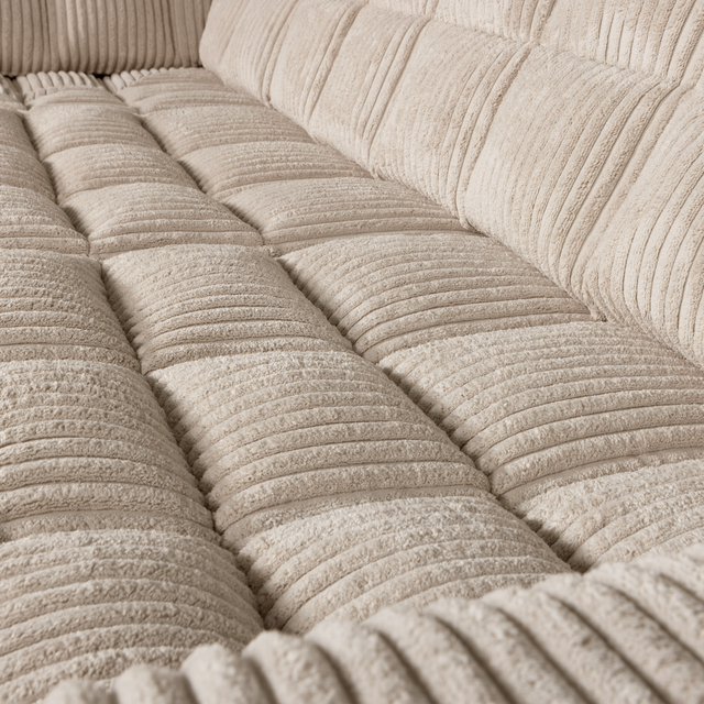 Second Date Hoekbank Links Grove Ribstof Travertin van WOOOD – Luxe comfort op maat van PureWonen. Vraag naar de beste prijs.