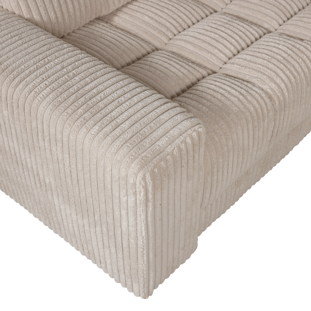 Second Date Hoekbank Links Grove Ribstof Travertin van WOOOD – Luxe comfort op maat van PureWonen. Vraag naar de beste prijs.